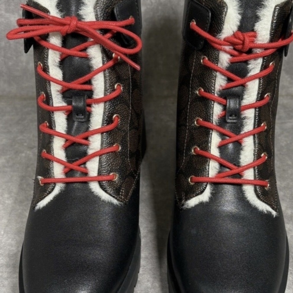 COACH Lorraine Sig Bootie in Black and Mahogany - Picture 3 of 5
